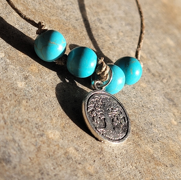 🤍3/$30 Tree & Turquiose Stone Bead Handmade Bracelet - Picture 3 of 3